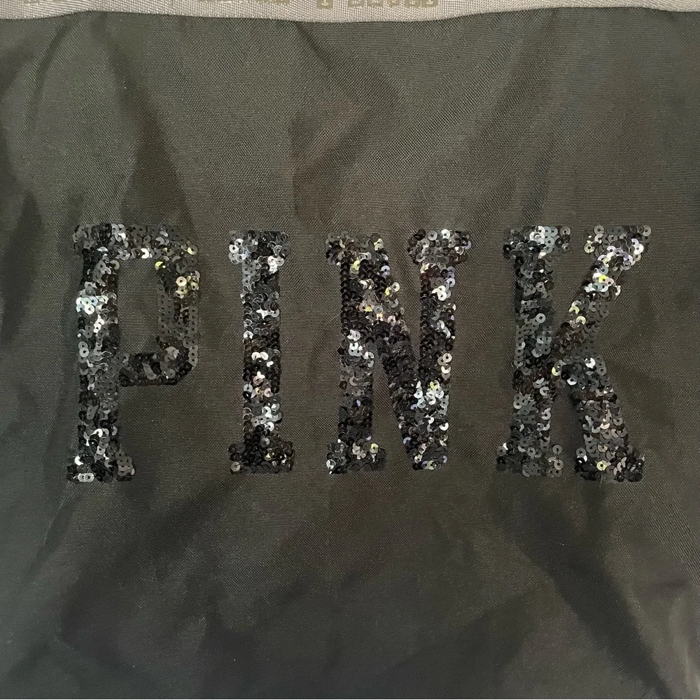 Victoria's Secret Pink Black Bling Sequin Tote Bag - Picture 5 of 9